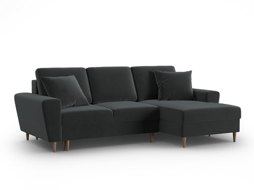 Cosmopolitan Design Converteerbare hoekbank rechts met opbergdoos Kyoto 4-zits, flueel donkergrijs - 145x241x88cm