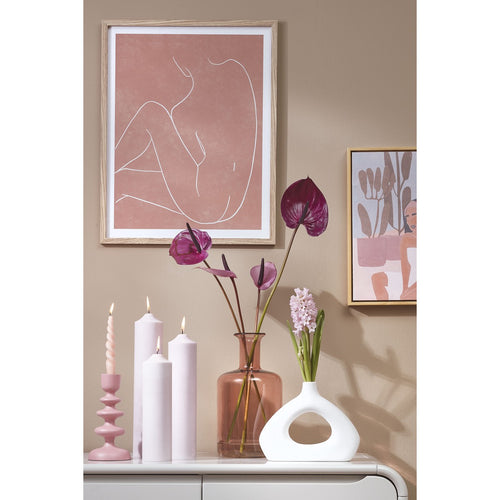 Mica Decorations Twist Kaars - Set van 2 - H15 cm - Roze, glanzend