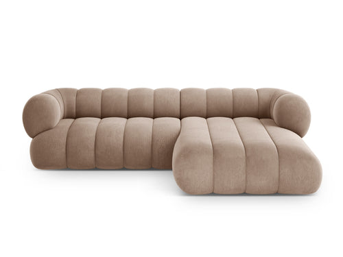 Cosmopolitan Design rechter hoekbank Koge 5-zits, flueel donkerbeige - 165x270x70cm