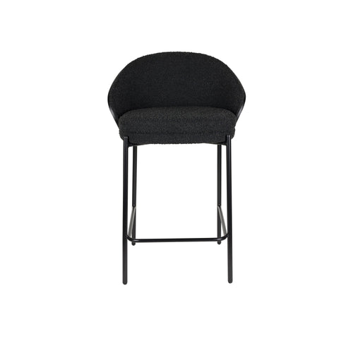 Dutchbone Rodin Counter/ Barkrukken met Rugleuning Bouclé Zwart - Set van 2 - vtwonen shop