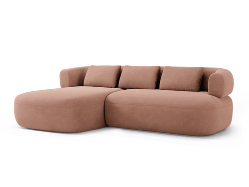 Micadoni linker hoekbank Jenny 5-zits, flueel terracotta - 145x225x73cm