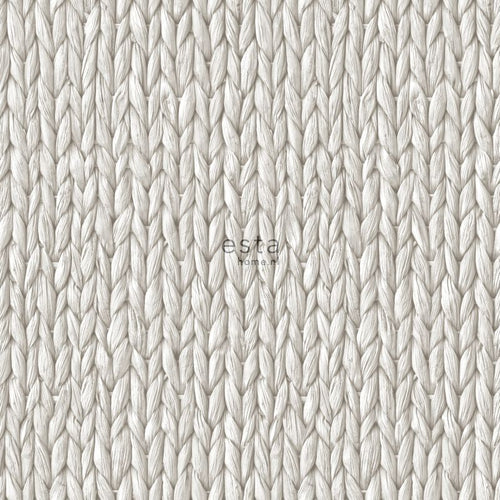ESTAhome behang geweven riet motief licht warm grijs - 53 cm x 10.05 m - 148698