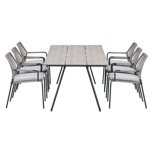 Garden Impressions Tuinset Natas sand 7-delig - Braga tuintafel 220x100 cm