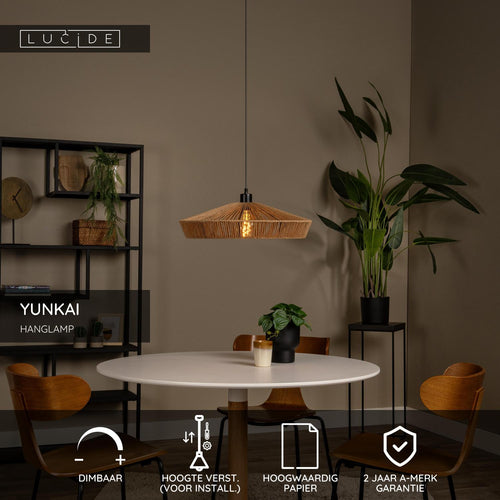 Lucide hanglamp YUNKAI - 1xE27 - Naturel