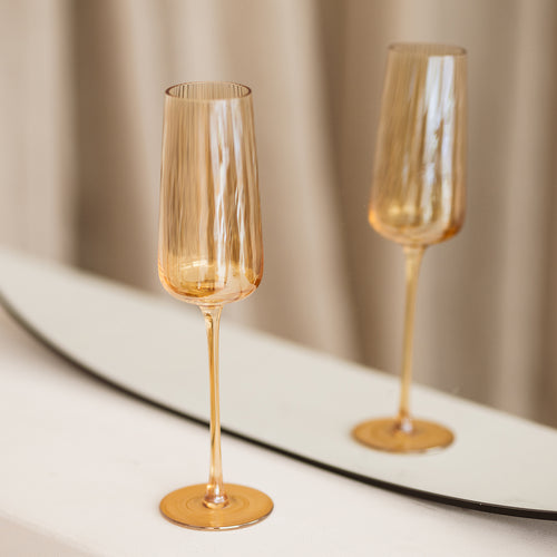 S|P Collection - Champagneglas 24cl amber Ray - Set van 4 - vtwonen shop