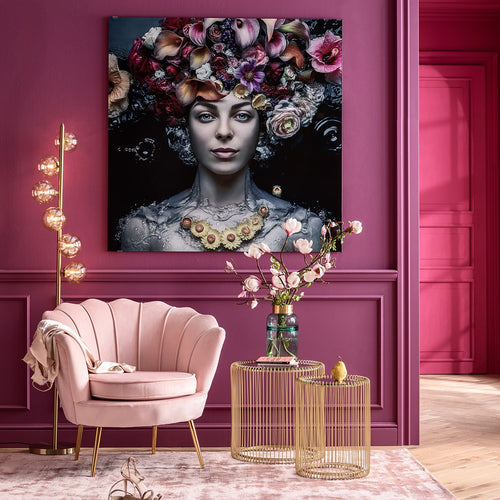 Kare Design Wandfoto bloem kunst vrouw 120x120cm