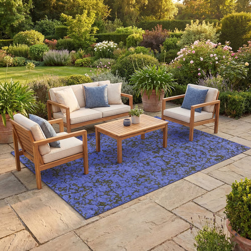 Lola&Moi vloerkleed Blue Grass - blauw - 170x240cm