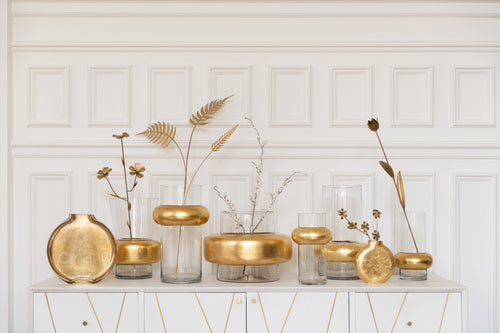 J-Line vaas Miki - glas - transparant/goud - large - 25.5 cm hoog - vtwonen shop