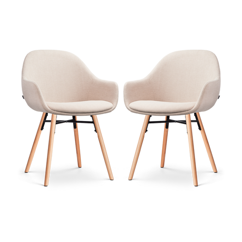 Nolon Nena-Mae Eetkamerstoelen Set van 2 - Beige - Houten Poten - vtwonen shop