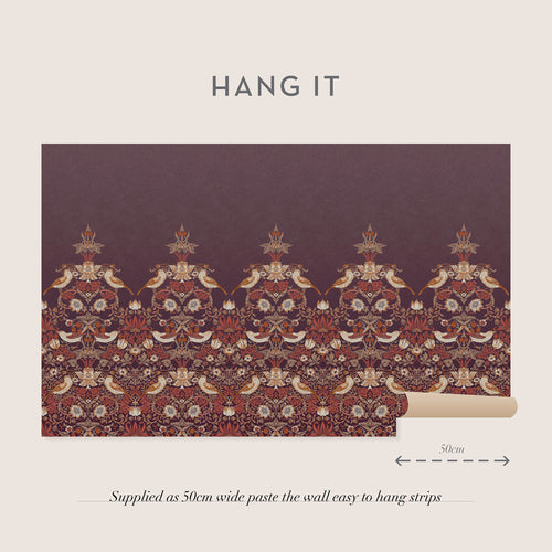 William Morris at Home Fotobehang - Strawberry Thief Plum - 400x250 cm - vtwonen shop