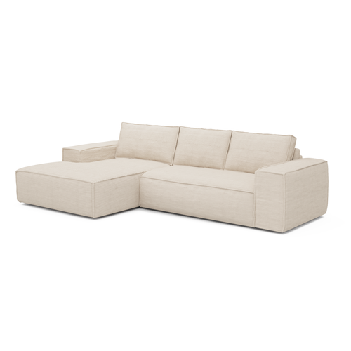 Sia Home - Hoekbank met slaapfunctie (links) JOAN - corduroy crème 302cm