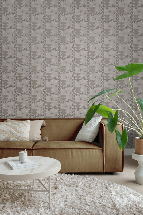 Borastapeter behang geometrische vormen bruin - 53 cm x 10.05 m - 660880