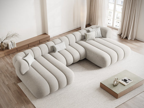 Cosmopolitan Design Panoramische bank Koge 6-zits, chenille lichtbeige - 165x348x70cm