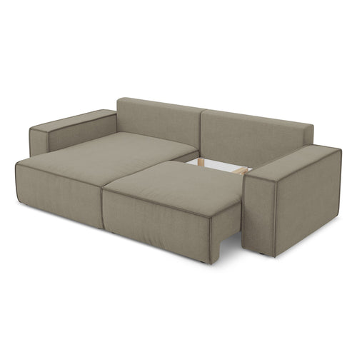 LaMiaSofa hoekbank links Livorno - textuurstof - donkerbeige - 257x148x82