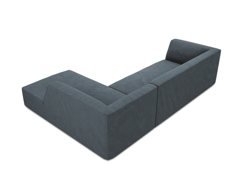 Micadoni rechter hoekbank Ruby 4-zits, ribfluwelen, blauw - 180x273x69cm