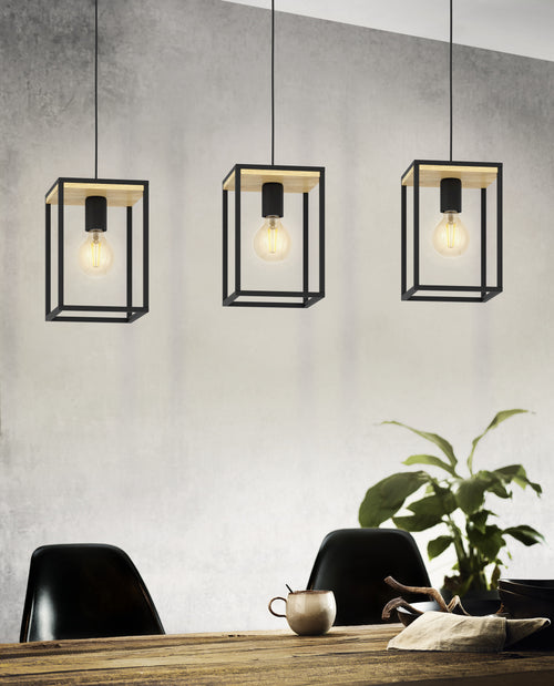 EGLO hanglamp Libertad - e27 - 88 cm - zwart/bruin