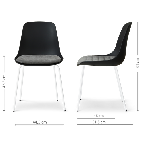 Nolon Nora-Liv eetkamerstoel zwart met zeegrijs zitkussen - wit onderstel - vtwonen shop