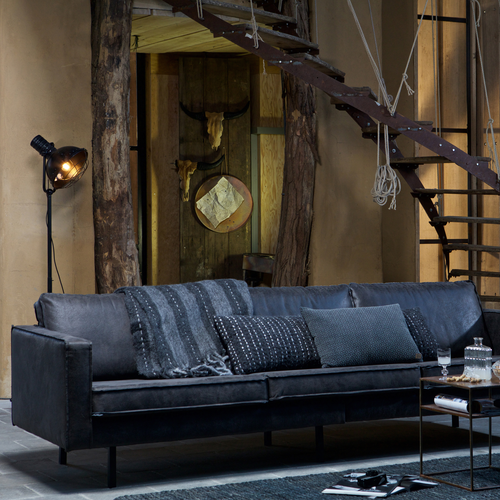 WOOOD 3-zits bank Rodeo - Eco-leder - Zwart - 85x277x86 - vtwonen shop