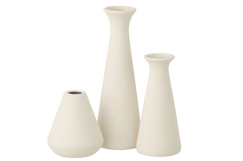 J-Line vaas Soliflore - porselein - wit - set van 3
