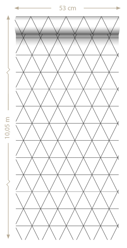 ESTAhome behang grafische driehoeken wit en zwart - 53 cm x 10.05 m - 139148