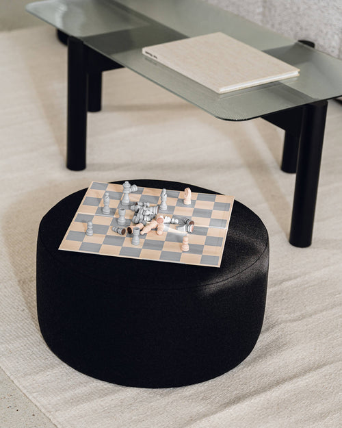 noo.ma Folk Pouf Low - Baby Blue Wool