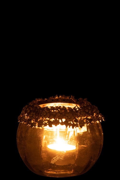 J-Line kaarshouder Volve - metaal/glas - goud/brons - medium