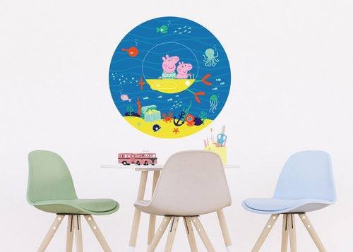 Sanders & Sanders zelfklevende behangcirkel Peppa Pig blauw en geel - Ø 70 cm - 601297