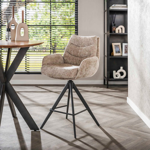 Giga Meubel Barstoel Lounge - Zand - Draaibaar - Zithoogte 67cm - Set van 2