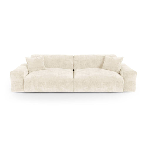 Premium Interiors - Bank CHEER - gewaafd fluweel crème 220cm