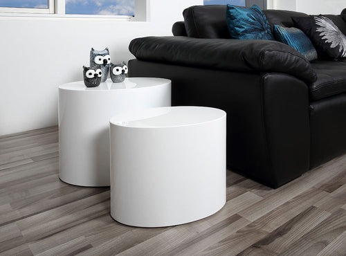 BRAM Salontafel Gubbio - 48 x 33cm - Wit - Set van 2