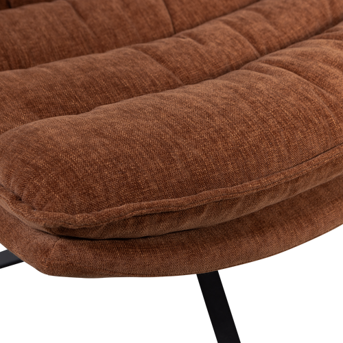WOOOD draaifauteuil met hocker Kube - Chenille stof - Bruin - vtwonen shop