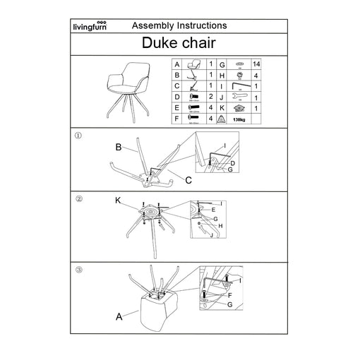 Livingfurn eetkamerstoel Duke beige - stof - set van2 - vtwonen shop