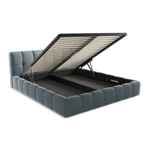 LaMiaSofa Bed met opbergruimte Roma - velours - lichtblauw - 200x228x82