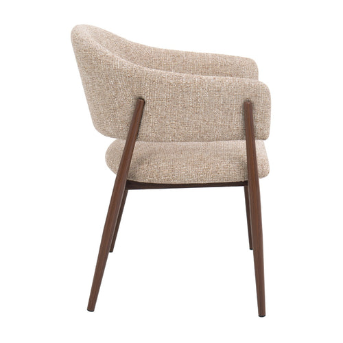 DÉJA Living Eetkamerstoel Dénia - Taupe/Walnoot Stof - Set van 2