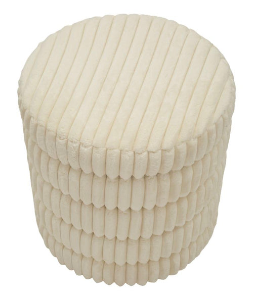 Creme kleurige pluche poef Ø 41x46 cm