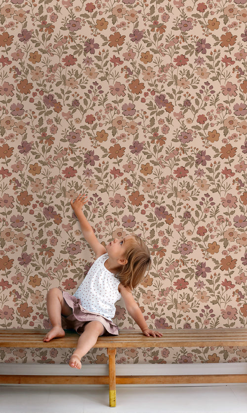 ESTAhome behang bloemetjes terracotta roze - 53 cm x 10.05 m - 131321 - vtwonen shop