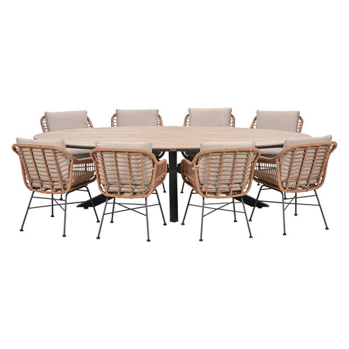 Garden Impressions Tuinset Lucas bruin 9-delig - Tulli tuintafel ovaal 280x140 cm