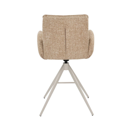 Giga Meubel Barstoel Tina - Taupe - Draaibaar - Scandinavisch - Armleuningen - Stof - Set van 2