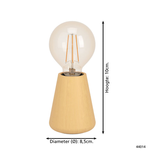 EGLO tafellamp Asby - e27 - 10 cm - lichtbruin - hout - vtwonen shop