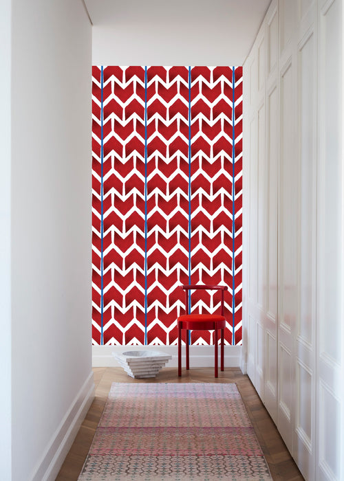 Catchii Behang Ikat Arrows red/white