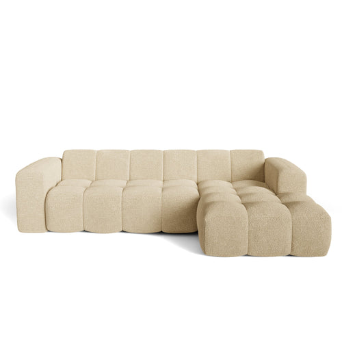 Premium Interiors - Rechthoekige hoekbank BLOOM - bouclette beige 290cm
