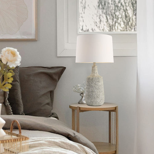 HOME DELUXE Grote tafellamp in steenlook CARO - Wit