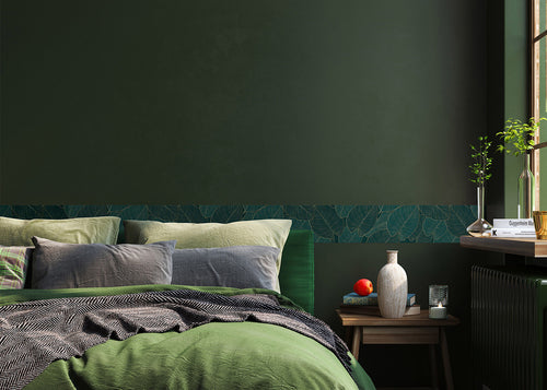 Sanders & Sanders zelfklevende behangrand bladeren donkergroen en goud - 10 x 500 cm - 601660