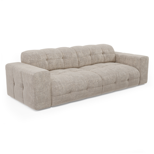 Sia Home - Rechte bank MAEL - Fluweel met reliëf - Beige - 230cm - vtwonen shop