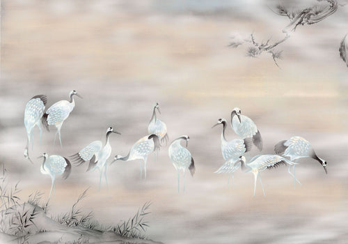 Sanders & Sanders fotobehang vogels zandkleurig en warm grijs - 400 x 280 cm - 612052 - vtwonen shop