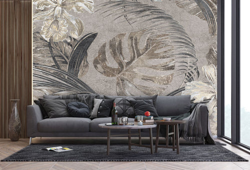 Sanders & Sanders fotobehang tropische bladeren en bloemen bruin 375 x 270 cm 600972