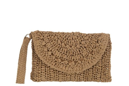 J-Line tas Clutch Band - papier - lichtbruin