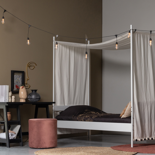 WOOOD poef hoog Sara - Velvet - Oud Roze - 46x46x46 - vtwonen shop