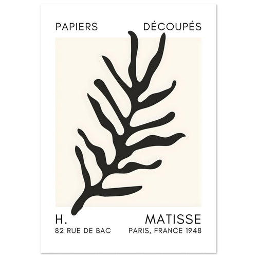Artfulprints  Matisse – Ocean flora black   poster A4 21x29.7 cm