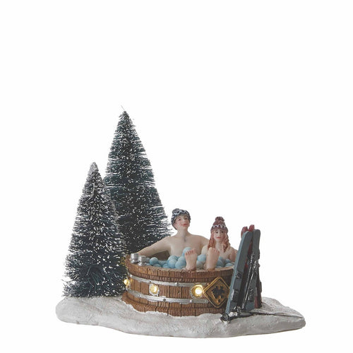 Luville Kerstdorp Miniatuur Bubbelbad in het Bos - Kerstversiering Decoratie Binnen - Kerst Decoratie met Verlichting voor Kerstdorp - L13 x B10 x H11